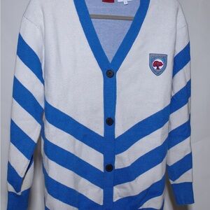 Blue and White Striped Men's snoopy Sweater